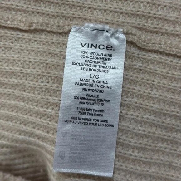 VINCE V-Neck Wool & Cashmere Cardigan, H Wafer, Size Large - Picture 6 of 10